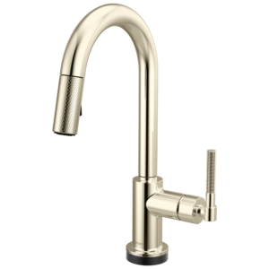 Brizo Litze®: Smarttouch Pull-Down Prep Faucet with Arc Spout – Knurled Handle In Polished Nickel
