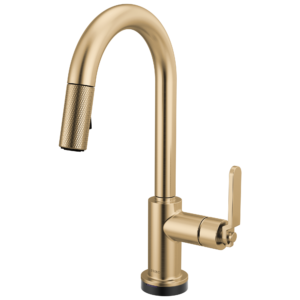 Brizo Litze®: Smarttouch Pull-Down Prep Faucet with Arc Spout – Industrial Handle In Luxe Gold