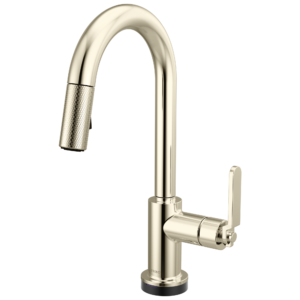 Brizo Litze®: Smarttouch Pull-Down Prep Faucet with Arc Spout – Industrial Handle In Polished Nickel