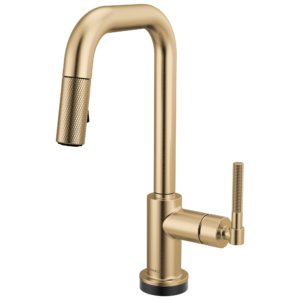 Brizo Litze®: Smarttouch Pull-Down Prep Faucet with Square Spout – Knurled Handle In Luxe Gold