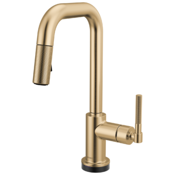 Brizo Litze®: Smarttouch Pull-Down Prep Faucet with Square Spout - Knurled Handle In Luxe Gold