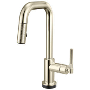 Brizo Litze®: Smarttouch Pull-Down Prep Faucet with Square Spout – Knurled Handle In Polished Nickel
