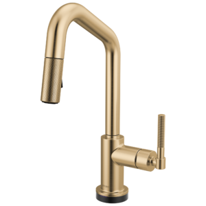 Brizo Litze®: Smarttouch Pull-Down Prep Faucet with Angle Spout – Knurled Handle In Luxe Gold