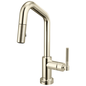Brizo Litze®: Smarttouch Pull-Down Prep Faucet with Angle Spout – Knurled Handle In Polished Nickel