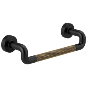 Brizo Litze®: Drawer Pull With Knurling In Matte Black / Luxe Gold