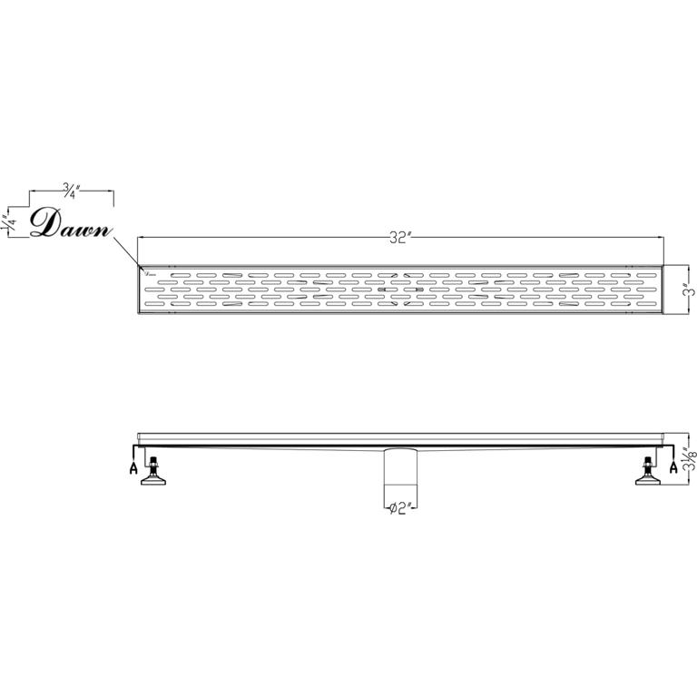 Dawn® Yangtze River Series - Linear Shower Drain 32"L In Polished satin - Image 2