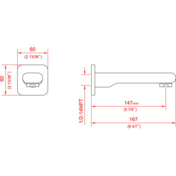 Dawn® Wall Mount Tub Spout, Chrome - Image 2