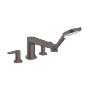 Hansgrohe Talis E 4-Hole Roman Tub Set Trim with 1.8 GPM Handshower in Brushed Black Chrome