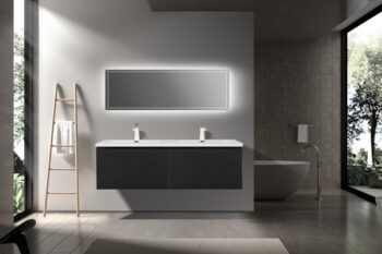 Mar 60" Black Vanity With White Countertop - Image 2