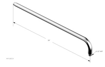 Phylrich 90 Angle 24" Shower Arm 11209 - Polished Chrome
