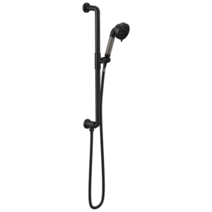 Brizo Litze®: Slide Bar Handshower with H2OKinetic® Technology In Matte Black / Luxe Steel
