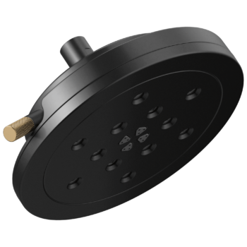 Brizo Litze®: 8” H<sub>2</sub>Okinetic<sup>®</sup> Round Multi-Function Wall Mount Showerhead In Matte Black / Luxe Gold