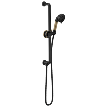 Brizo Litze®: Slide Bar Handshower with H<sub>2</sub>OKinetic<sup>®</sup> Technology In Matte Black / Luxe Gold