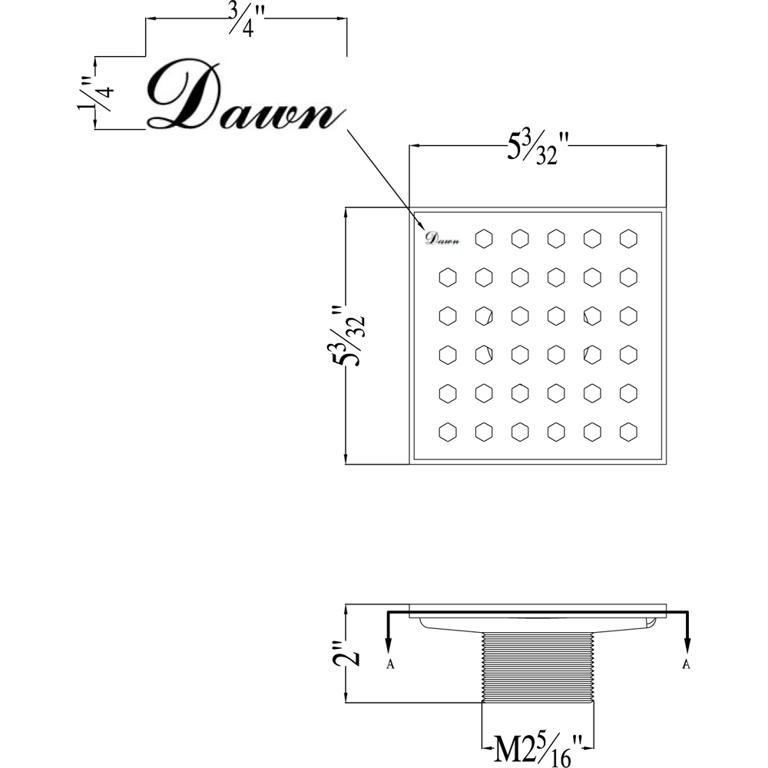 Dawn® Thames River Series - Square Shower Drain 5"L (Threaded) In Polished satin - Image 2