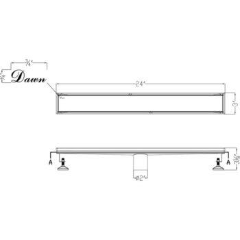 Dawn® Volga River Series - Linear Shower Drain 24"L In Polished satin - Image 2
