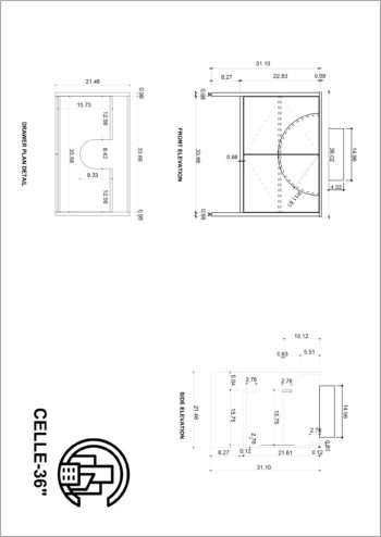 CELLE - Pecan Oak - White Countertop - 36" - Image 10