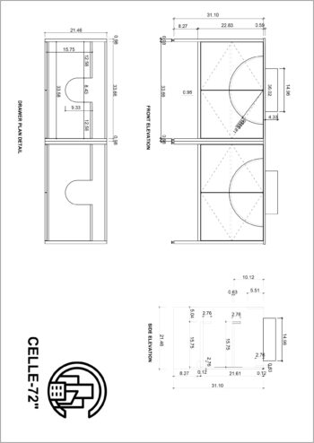 CELLE - Dark Walnut - White Countertop - 72" - Image 10