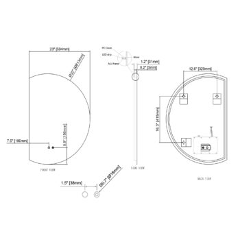 Cassiopeia 32x23 Half Round Illuminated Vanity Mirror - Image 3