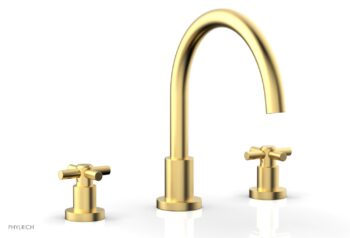 Phylrich BASIC Deck Tub Set - Tubular Cross Handles D1134C - Burnished Gold