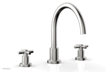 Phylrich BASIC Deck Tub Set - Tubular Cross Handles D1134C - Satin Chrome