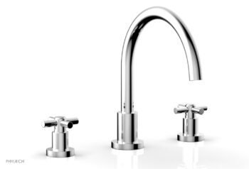 Phylrich BASIC Deck Tub Set - Tubular Cross Handles D1134C - Polished Chrome