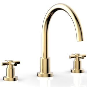 Phylrich BASIC Deck Tub Set – Tubular Cross Handles D1134C – Satin Brass
