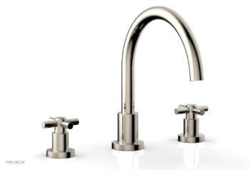 Phylrich BASIC Deck Tub Set - Tubular Cross Handles D1134C - Polished Nickel