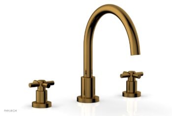 Phylrich BASIC Deck Tub Set - Tubular Cross Handles D1134C - French Brass