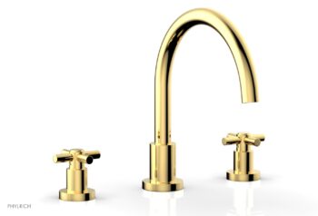 Phylrich BASIC Deck Tub Set - Tubular Cross Handles D1134C - Polished Gold