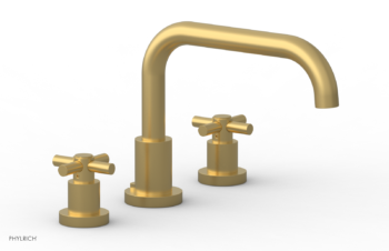 Phylrich BASIC Deck Tub Set - Tubular Cross Handles D1136D - Burnished Gold