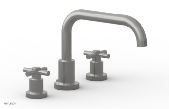 Phylrich BASIC Deck Tub Set - Tubular Cross Handles D1136D - Satin Chrome
