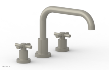 Phylrich BASIC Deck Tub Set - Tubular Cross Handles D1136D - Burnished Nickel