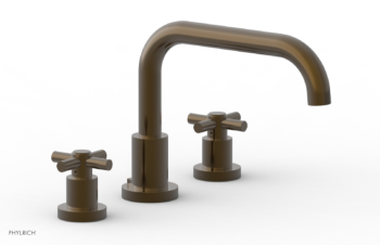 Phylrich BASIC Deck Tub Set - Tubular Cross Handles D1136D - Antique Brass