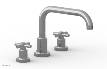 Phylrich BASIC Deck Tub Set - Tubular Cross Handles D1136D - Polished Chrome