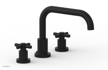 Phylrich BASIC Deck Tub Set - Tubular Cross Handles D1136D - Matte Black