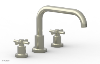 Phylrich BASIC Deck Tub Set - Tubular Cross Handles D1136D - Satin Nickel