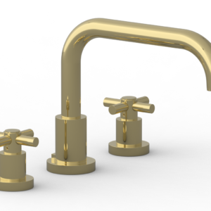 Phylrich BASIC Deck Tub Set – Tubular Cross Handles D1136D – Polished Brass