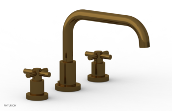 Phylrich BASIC Deck Tub Set - Tubular Cross Handles D1136D - French Brass