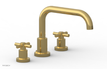 Phylrich BASIC Deck Tub Set - Tubular Cross Handles D1136D - Polished Gold