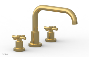 Phylrich BASIC Deck Tub Set - Tubular Cross Handles D1136D - Satin Gold