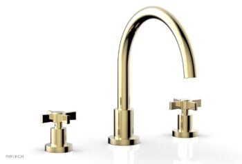 Phylrich BASIC Deck Tub Set - Blade Cross Handles D1137C - Polished Brass Uncoated
