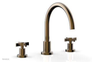 Phylrich BASIC Deck Tub Set - Blade Cross Handles D1137C - Antique Brass