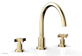 Phylrich BASIC Deck Tub Set - Blade Cross Handles D1137C - Satin Brass