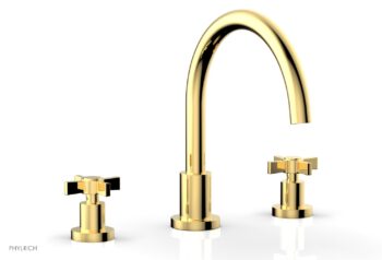Phylrich BASIC Deck Tub Set - Blade Cross Handles D1137C - Polished Gold