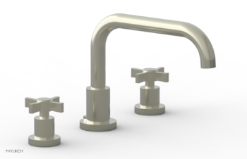 Phylrich BASIC Deck Tub Set - Blade Cross Handles D1139D - Satin Nickel