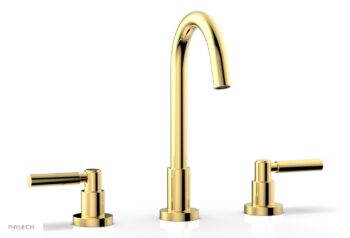 Phylrich BASIC Widespread Faucet, 10 1/2" High Spout, Lever Handles D130 - Polished Gold