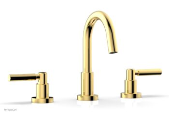 Phylrich BASIC Widespread Faucet, 8 1/2" High Spout, Lever Handles D131 - Polished Gold