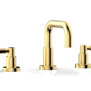 Phylrich BASIC Widespread Faucet, 6 3/8″ High Spout, Lever Handles D132 – Polished Gold
