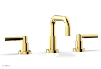 Phylrich BASIC Widespread Faucet, 6 3/8" High Spout, Lever Handles D132 - Polished Gold