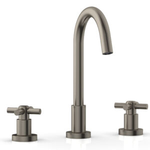 Phylrich BASIC Widespread Faucet, 10 1/2″ High Spout, Tubular Cross Handles D134 – Pewter